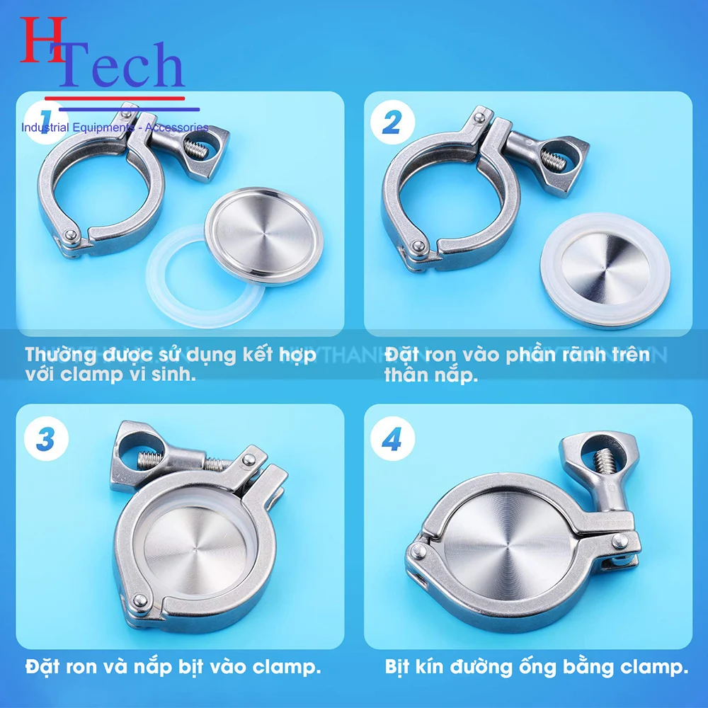 Nắp bị clamp vi sinh inox 304/316L