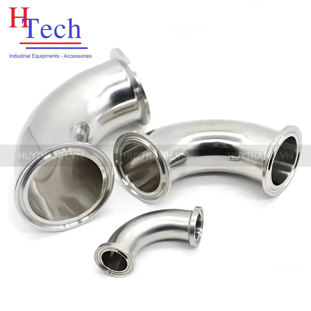 Co 90 độ vi sinh 2 đầu clamp inox 304/316L