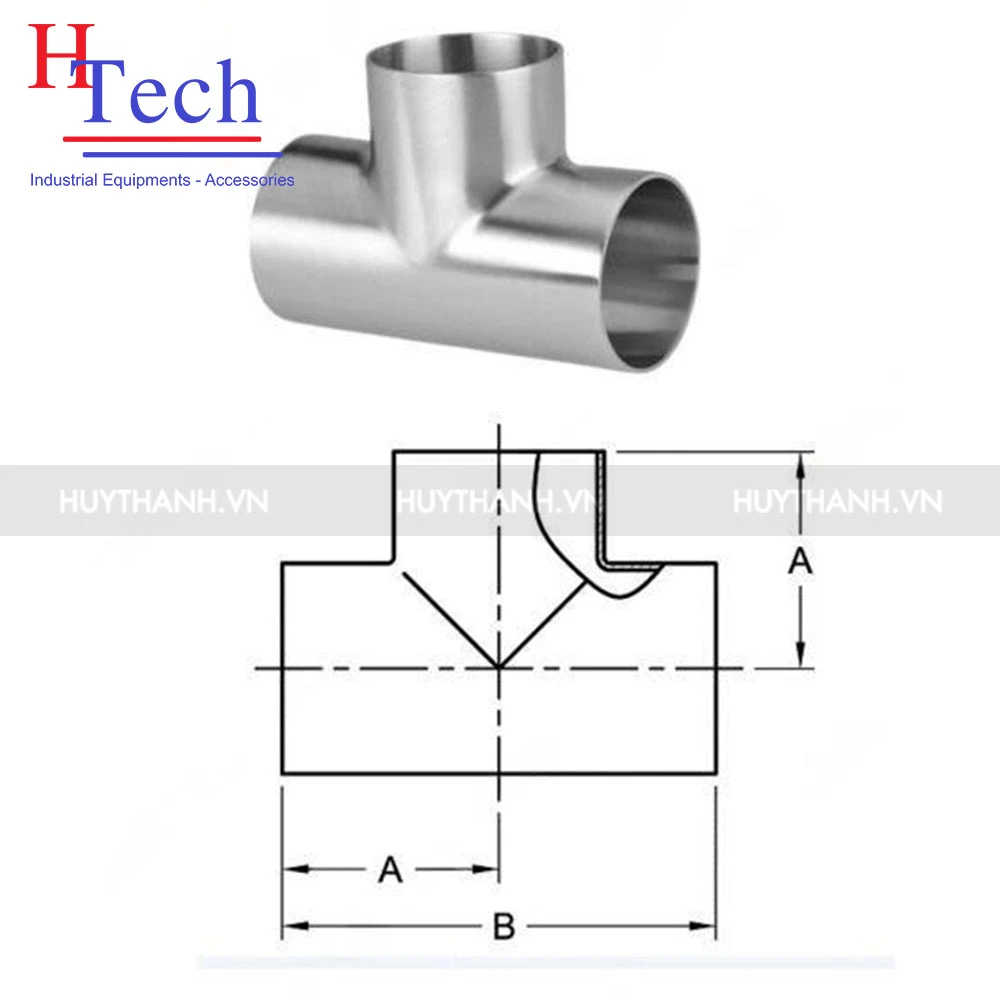 Tê Đều Hàn Vi Sinh Inox 304/316L Chuẩn SMS 2 Tê đều hàn vi sinh Inox 304/ 316L chuẩn SMS