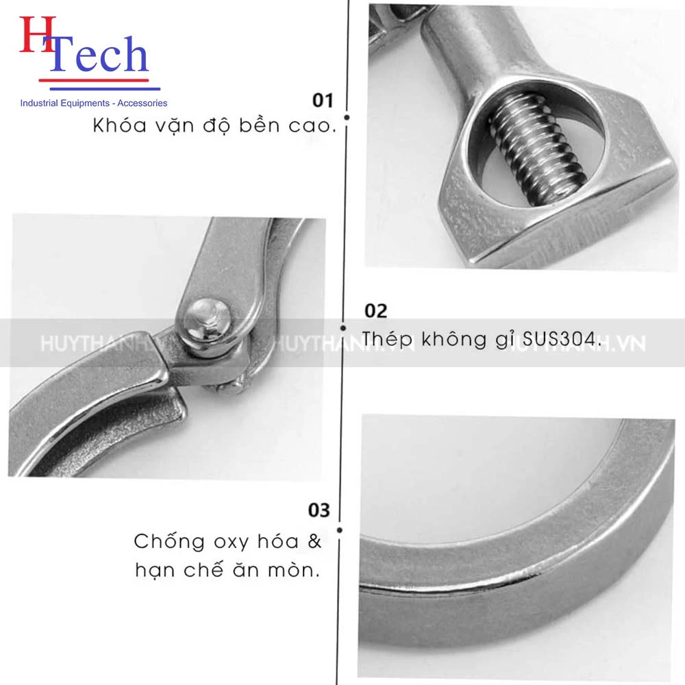 Cùm Clamp 12.7mm vi sinh Inox 304 Carten Pipe