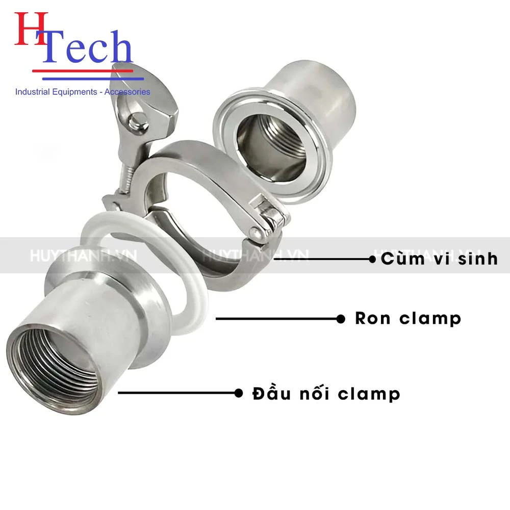 Cùm Clamp 12.7mm vi sinh Inox 304 Carten Pipe
