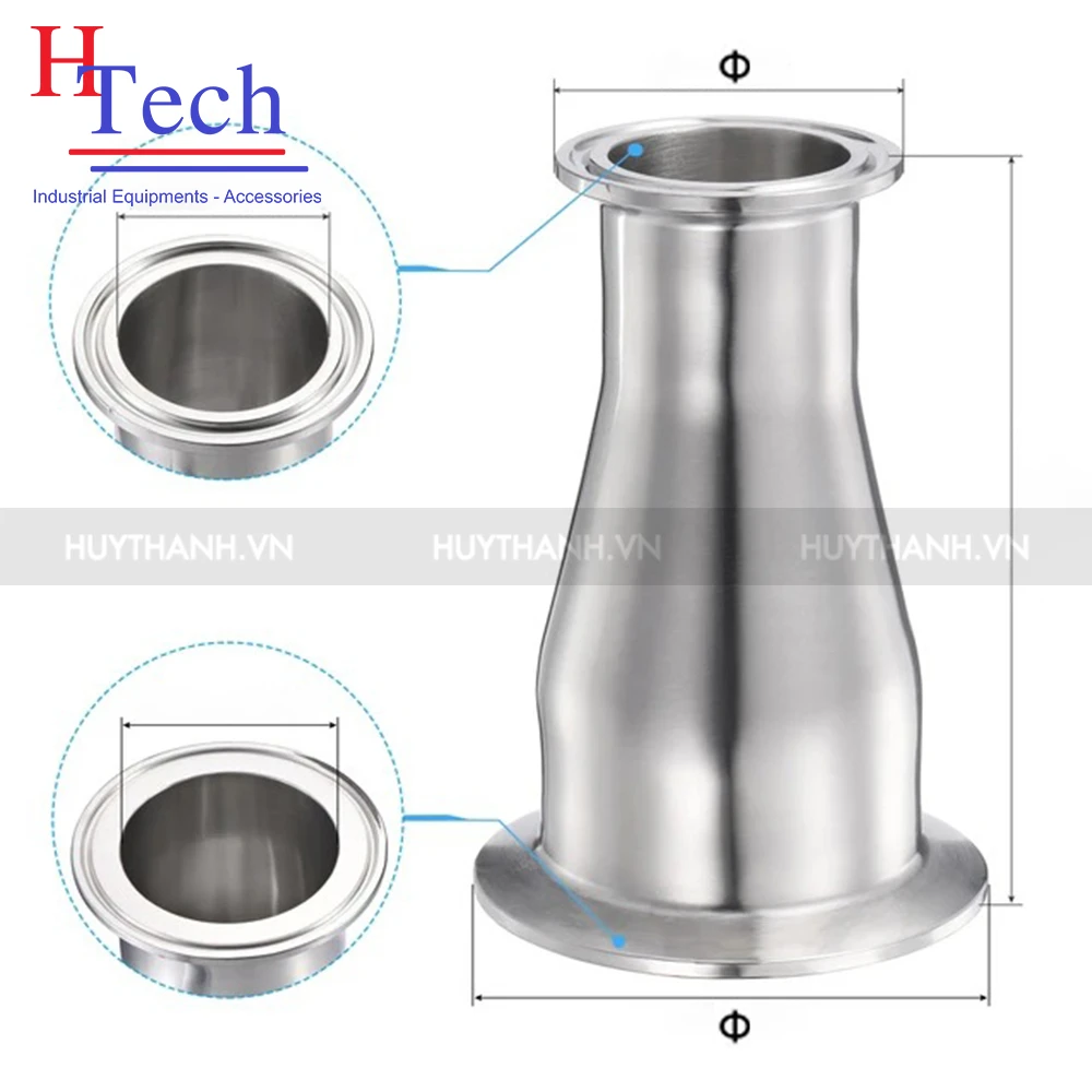 Bầu Giảm Vi Sinh 2 Đầu Clamp 89×76.2mm SMS Inox 304/316L