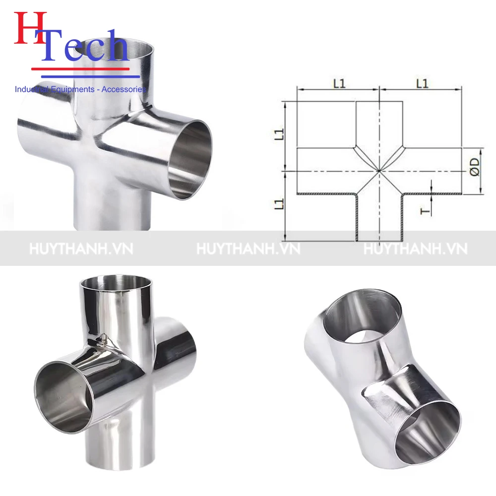 Chữ Thập Hàn 22×1.5mm Vi Sinh Chuẩn DIN Inox 304/316L