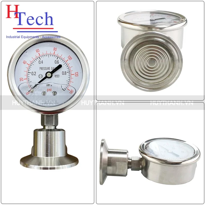 Đồng Hồ Đo Áp Suất 0.25MPA Vi Sinh Dạng Màng Inox 304