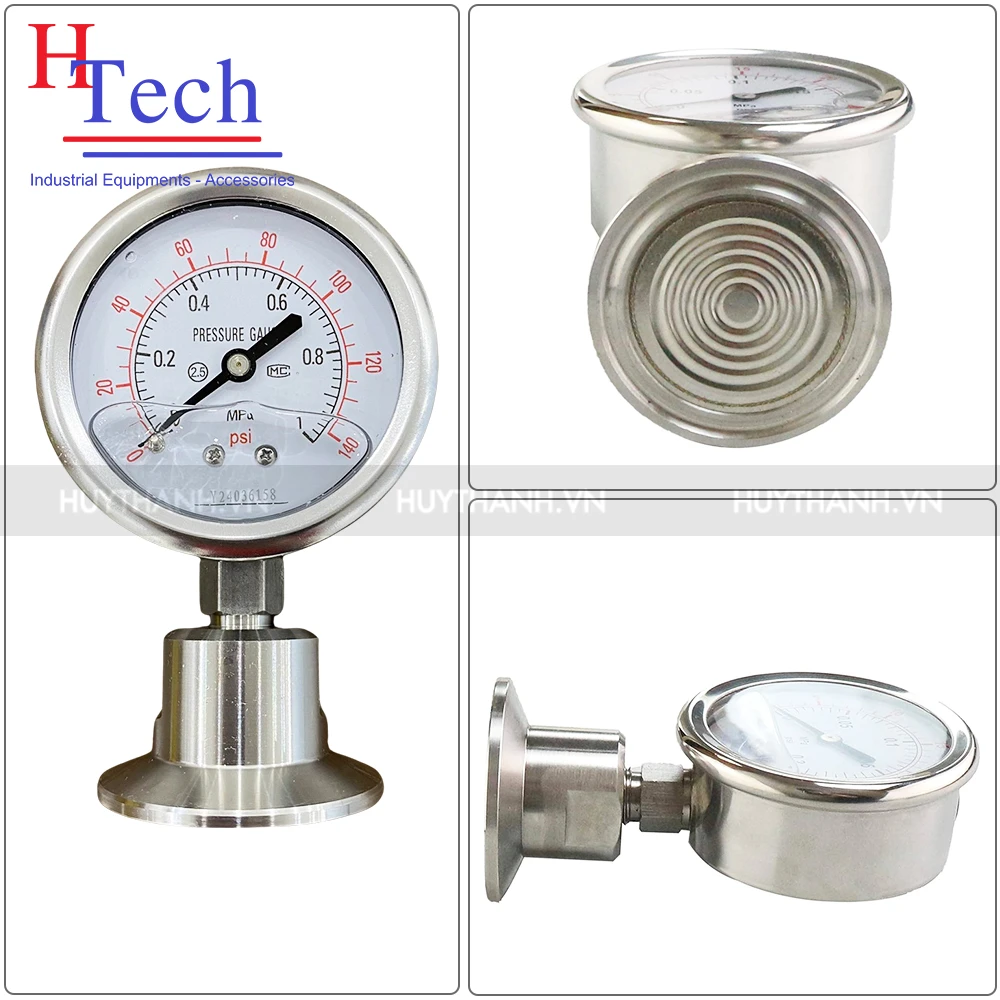 Đồng Hồ Đo Áp Suất 0.4MPA Vi Sinh Dạng Màng Inox 304