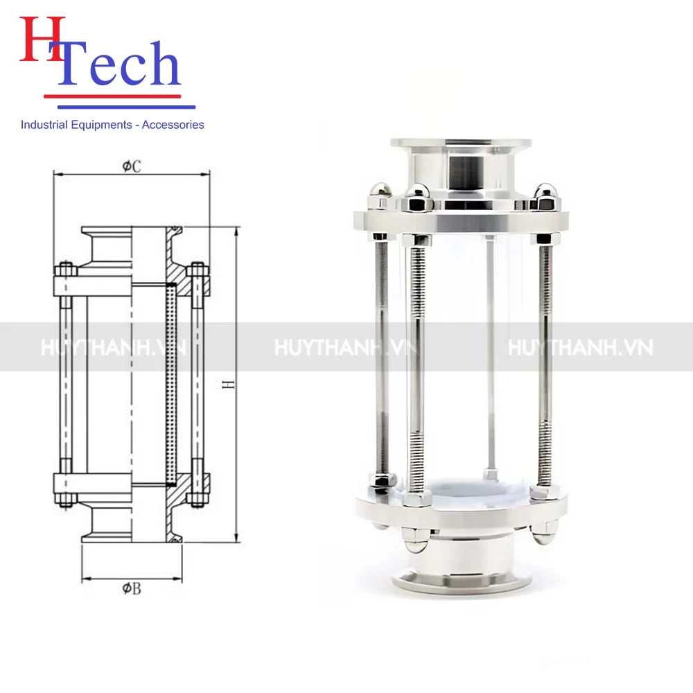 Kính Quan Sát Dòng Chảy Vi Sinh 2 Đầu Clamp Inox 316L DN32