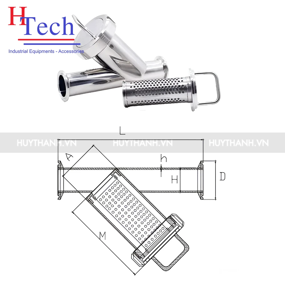 Y Lọc Vi Sinh DN32 Inox 316L 2 Đầu Clamp Chuẩn DIN