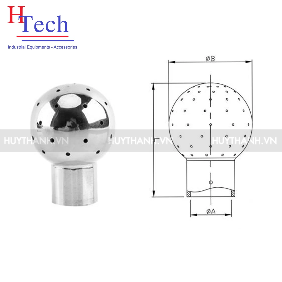 Quả Cầu Vệ Sinh Inox Vi Sinh 114mm (CIP) Cố Định Carten