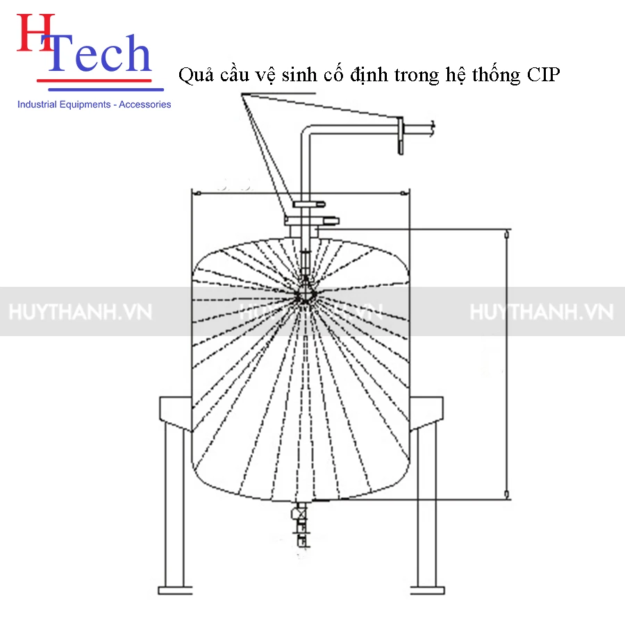 Quả Cầu Vệ Sinh Inox Vi Sinh 114mm (CIP) Cố Định Carten