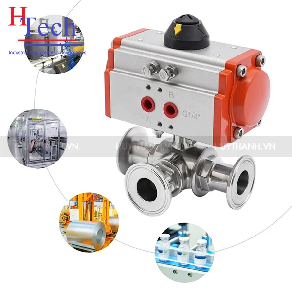 Van Bi Vi Sinh Điều Khiển Khí Nén Nối Clamp DN150 Chuẩn DIN