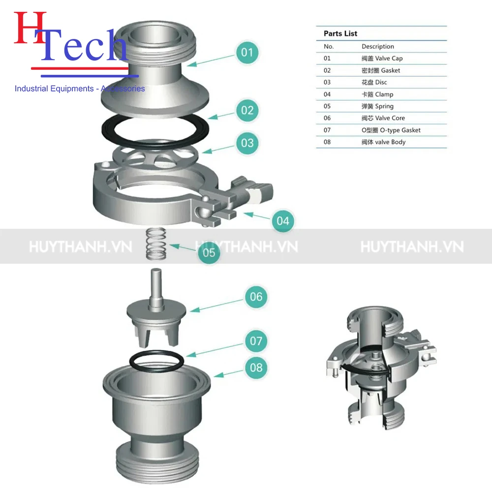 Van 1 Chiều Nối Hàn 101.6mm Vi Sinh Inox 304/316L Hệ SMS