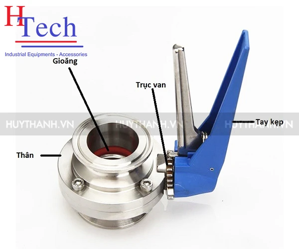 Van Bướm Tay Kẹp Vi Sinh Nối Clamp/Hàn DN50 Chuẩn DIN