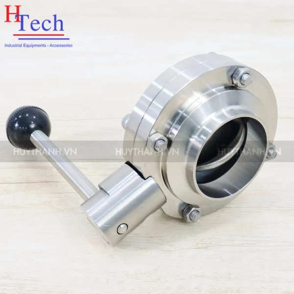 Van Bướm Tay Rút Vi Sinh Nối Hàn DN65 Inox 304/316L Hệ DIN