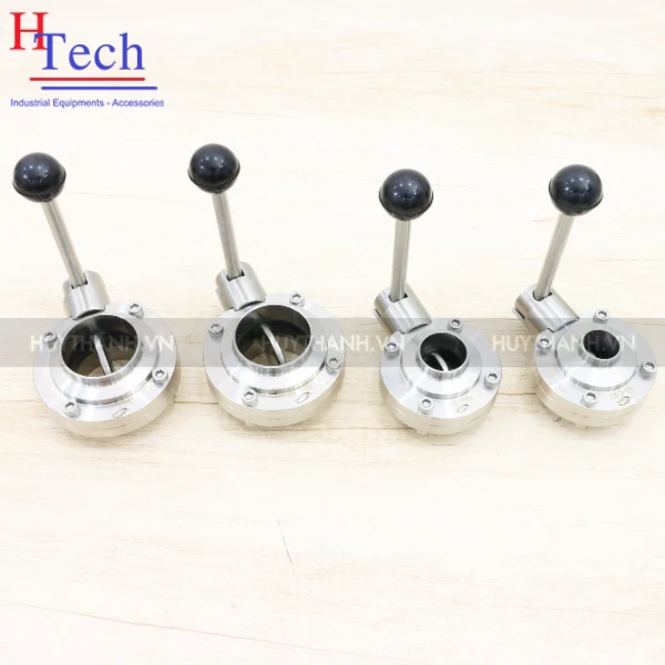 Van Bướm Tay Rút Vi Sinh Nối Hàn DN65 Inox 304/316L Hệ DIN