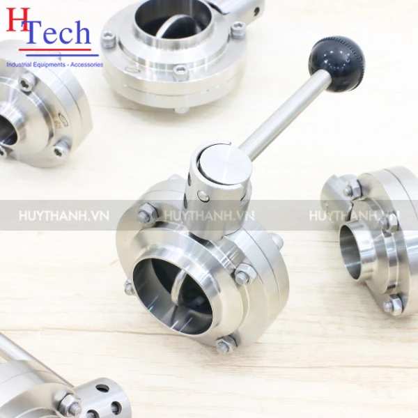 Van Bướm Tay Rút Vi Sinh Nối Hàn DN65 Inox 304/316L Hệ DIN