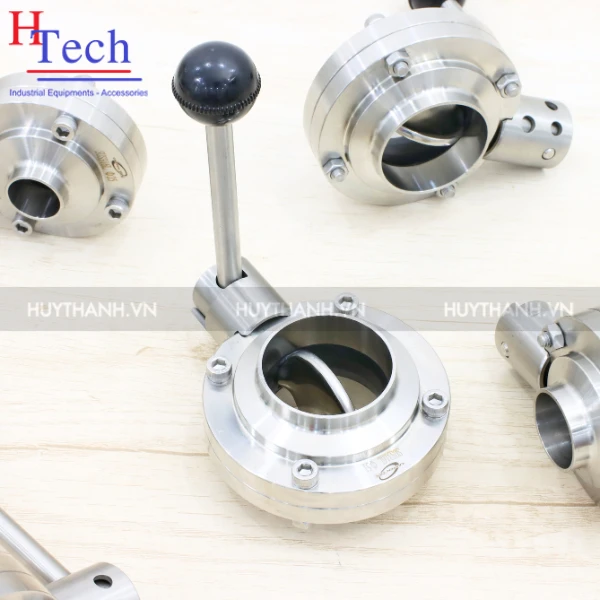 Van Bướm Tay Rút Vi Sinh Nối Hàn DN65 Inox 304/316L Hệ DIN