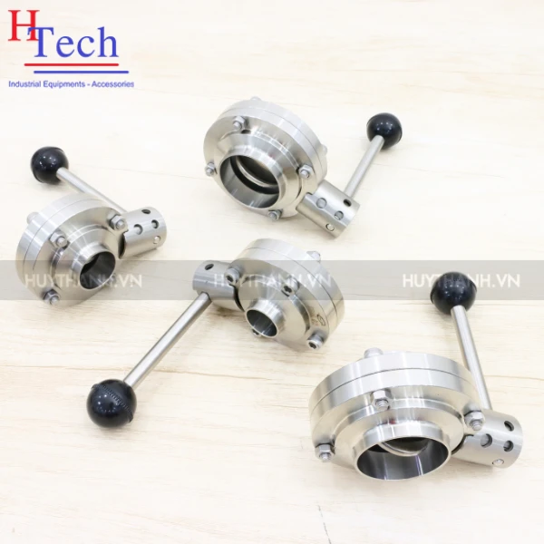 Van Bướm Tay Rút Vi Sinh Nối Hàn DN65 Inox 304/316L Hệ DIN