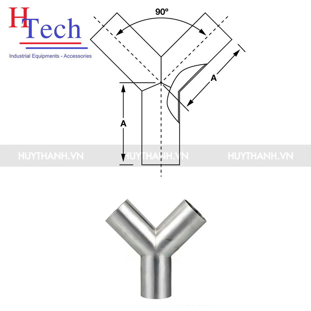 Y Đều Hàn 89x2mm Vi Sinh Inox 304/316L Chuẩn SMS